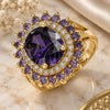 Oro Laminado Multi Stone Ring, Gold Filled Style with Amethyst and White Cubic Zirconia, Polished, Golden Finish, 01.346.0021.5.08 (Size 8)