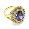 Oro Laminado Multi Stone Ring, Gold Filled Style with Amethyst and White Cubic Zirconia, Polished, Golden Finish, 01.346.0021.5.09 (Size 9)