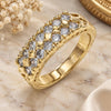 Oro Laminado Multi Stone Ring, Gold Filled Style with White Cubic Zirconia, Polished, Golden Finish, 01.346.0023.07 (Size 7)