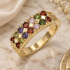 Oro Laminado Multi Stone Ring, Gold Filled Style with Multicolor Cubic Zirconia, Polished, Golden Finish, 01.346.0023.1.09 (Size 9)