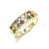Oro Laminado Multi Stone Ring, Gold Filled Style with Multicolor Cubic Zirconia, Polished, Golden Finish, 01.346.0023.1.09 (Size 9)