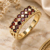 Oro Laminado Multi Stone Ring, Gold Filled Style with Garnet Cubic Zirconia, Polished, Golden Finish, 01.346.0023.2.09 (Size 9)
