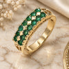 Oro Laminado Multi Stone Ring, Gold Filled Style with Green Cubic Zirconia, Polished, Golden Finish, 01.346.0023.3.07 (Size 7)