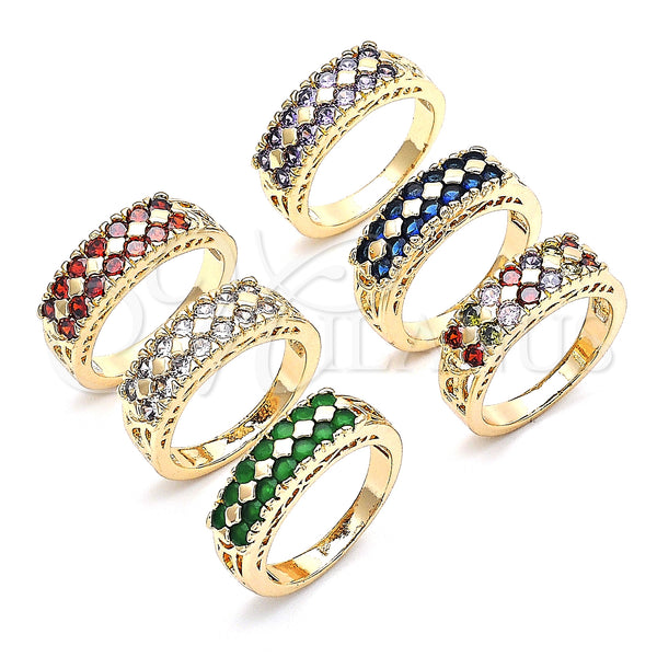 Gold Filled Ring — Multi Stone Ring with Green Cubic Zirconia Polished — main product view — SKU 145288 | Oro Laminado anillo — Multi Stone Ring with Green Cubic Zirconia pulido — SKU 145288