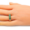 Oro Laminado Multi Stone Ring, Gold Filled Style with Green Cubic Zirconia, Polished, Golden Finish for wholesale, additional product view 2