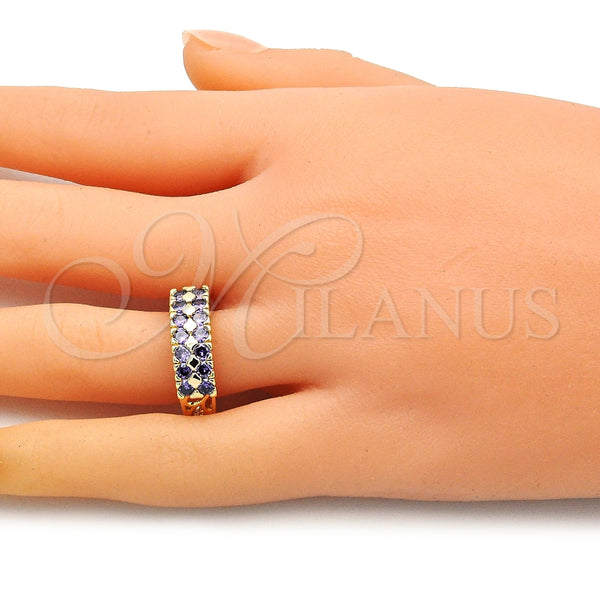 Gold Filled Ring — Multi Stone Ring with Amethyst Cubic Zirconia Polished — alternate product view — SKU 145293 | Oro Laminado anillo — Multi Stone Ring with Amethyst Cubic Zirconia pulido — SKU 145293