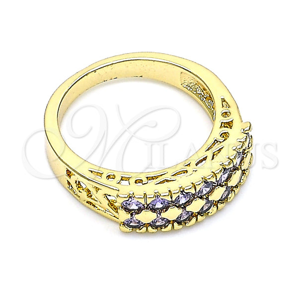Gold Filled Ring — Multi Stone Ring with Amethyst Cubic Zirconia Polished — main product view — SKU 145295 | Oro Laminado anillo — Multi Stone Ring with Amethyst Cubic Zirconia pulido — SKU 145295