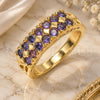 Oro Laminado Multi Stone Ring, Gold Filled Style with Amethyst Cubic Zirconia, Polished, Golden Finish, 01.346.0023.5.09 (Size 9)