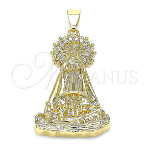 Gold Filled Pendant — Religious Pendant Caridad del Cobre Design with White — main product view — SKU 145303 | Oro Laminado dije — Religious Pendant Caridad del Cobre diseño with blanco — SKU 145303