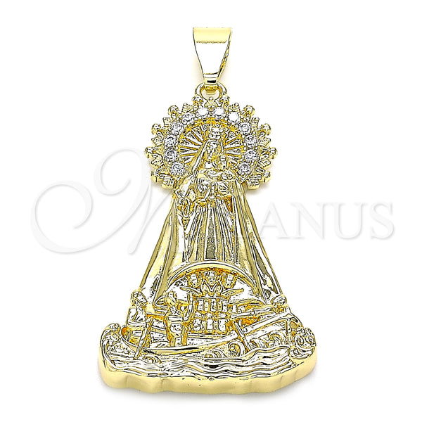 Gold Filled Pendant — Religious Pendant Caridad del Cobre Design with White — main product view — SKU 145303 | Oro Laminado dije — Religious Pendant Caridad del Cobre diseño with blanco — SKU 145303