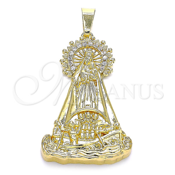Gold Filled Pendant — Religious Pendant Caridad del Cobre Design with White — main product view — SKU 145304 | Oro Laminado dije — Religious Pendant Caridad del Cobre diseño with blanco — SKU 145304