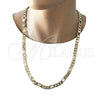 Oro Laminado Basic Necklace, Gold Filled Style Figaro Design, Polished, Golden Finish, 03.213.0095.28 (09 MM Thickness, 28 Inches Length)