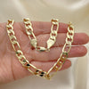 Oro Laminado Basic Necklace, Gold Filled Style Figaro Design, Polished, Golden Finish, 03.213.0095.28 (09 MM Thickness, 28 Inches Length)