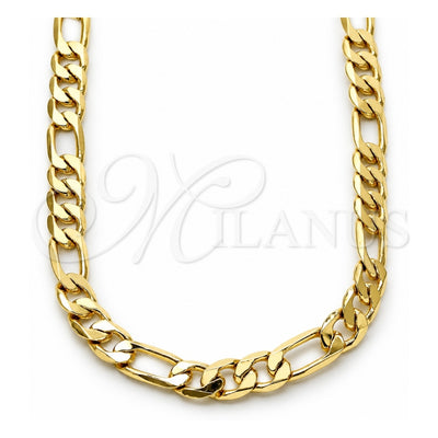 Oro Laminado Basic Necklace, Gold Filled Style Figaro Design, Polished, Golden Finish, 03.213.0095.28 (09 MM Thickness, 28 Inches Length)