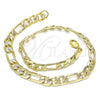 Oro Laminado Basic Anklet, Gold Filled Style Pave Figaro Design, Polished, Golden Finish, 5.223.034.12 (07 MM Thickness, 12 Inches Length)