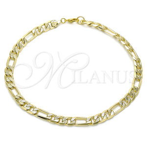 Gold Filled Anklet — Basic Anklet Pave Figaro Design Polished 5. 07 — main product view — SKU 145315 | Oro Laminado tobillera — básico Anklet Pave Figaro diseño pulido 5. 07 — SKU 145315