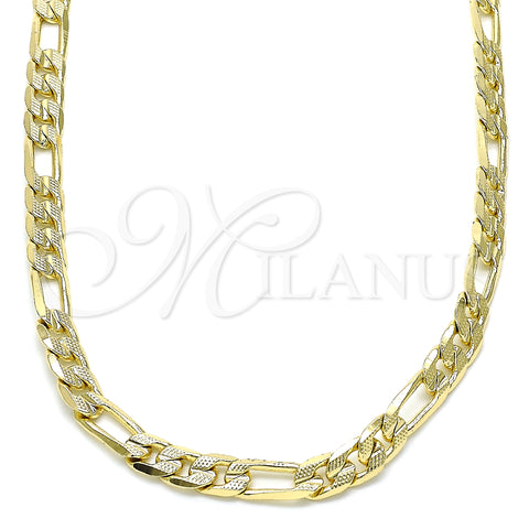 Oro Laminado Basic Necklace, Gold Filled Style Figaro Design, Polished, Golden Finish, 04.213.0252.24 (06 MM Thickness, 24 Inches Length)