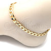 Oro Laminado Basic Anklet, Gold Filled Style Curb Design, Polished, Golden Finish, 5.222.001.12 (08 MM Thickness, 12 Inches Length)