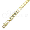 Oro Laminado Basic Anklet, Gold Filled Style Curb Design, Polished, Golden Finish, 5.222.001.12 (08 MM Thickness, 12 Inches Length)