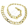 Oro Laminado Basic Anklet, Gold Filled Style Curb Design, Polished, Golden Finish, 5.222.001.12 (08 MM Thickness, 12 Inches Length)