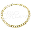 Oro Laminado Basic Anklet, Gold Filled Style Curb Design, Polished, Golden Finish, 5.222.001.12 (08 MM Thickness, 12 Inches Length)