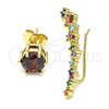 Oro Laminado Earcuff, Gold Filled Style with Multicolor Cubic Zirconia, Polished, Golden Finish, 02.210.0627