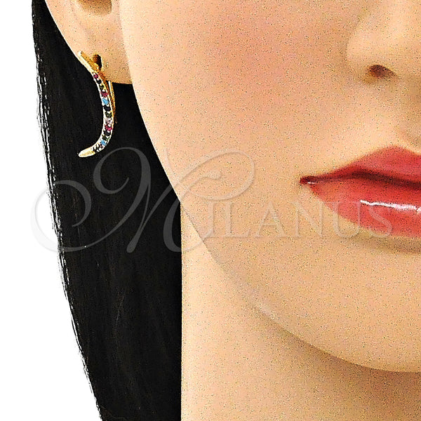 Gold Filled Ring — Earcuff Moon and Sun Design with Multicolor Cubic — alternate product view — SKU 145324 | Oro Laminado anillo — Earcuff Moon and Sun diseño with Multicolor Cubic — SKU 145324