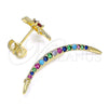 Oro Laminado Earcuff, Gold Filled Style Moon and Sun Design, with Multicolor Cubic Zirconia, Polished, Golden Finish, 02.210.0628