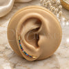 Oro Laminado Earcuff, Gold Filled Style Moon and Sun Design, with Multicolor Cubic Zirconia, Polished, Golden Finish, 02.210.0628