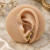 Oro Laminado Earcuff, Gold Filled Style Leaf and Flower Design, with Multicolor Cubic Zirconia, Polished, Golden Finish, 02.210.0629