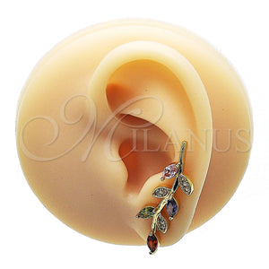Gold Filled Ring — Earcuff Leaf and Flower Design with Multicolor Cubic — main product view — SKU 145325 | Oro Laminado anillo — Earcuff Leaf and flor diseño with Multicolor Cubic — SKU 145325
