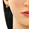 Oro Laminado Earcuff, Gold Filled Style with Multicolor Micro Pave, Polished, Golden Finish, 02.210.0632