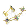 Oro Laminado Earcuff, Gold Filled Style with Multicolor Micro Pave, Polished, Golden Finish, 02.210.0632