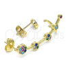 Oro Laminado Stud Earring, Gold Filled Style with Multicolor Cubic Zirconia, Polished, Golden Finish, 02.210.0633