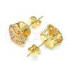 Oro Laminado Stud Earring, Gold Filled Style with Dark Champagne Cubic Zirconia, Polished, Golden Finish, 5.128.021.1