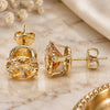 Oro Laminado Stud Earring, Gold Filled Style with Dark Champagne Cubic Zirconia, Polished, Golden Finish, 5.128.021.1