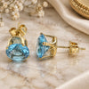 Oro Laminado Stud Earring, Gold Filled Style with Blue Topaz Cubic Zirconia, Polished, Golden Finish, 5.128.021.2