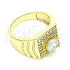 Oro Laminado Mens Ring, Gold Filled Style with White Cubic Zirconia, Polished, Golden Finish, 01.283.0027.11 (Size 11)