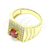 Oro Laminado Mens Ring, Gold Filled Style with Garnet and White Cubic Zirconia, Polished, Golden Finish, 01.283.0027.1.12 (Size 12)
