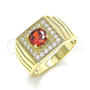 Gold Filled Ring — Mens Ring with Garnet and White Cubic Zirconia — main product view — SKU 145354 | Oro Laminado anillo — Mens Ring with Garnet and blanco Cubic Zirconia — SKU 145354