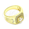 Oro Laminado Mens Ring, Gold Filled Style with White Cubic Zirconia, Polished, Golden Finish, 01.283.0028.11 (Size 11)