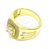 Oro Laminado Mens Ring, Gold Filled Style with White Cubic Zirconia, Polished, Golden Finish, 01.283.0028.11 (Size 11)