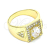 Oro Laminado Mens Ring, Gold Filled Style with White Cubic Zirconia, Polished, Golden Finish, 01.283.0029.12 (Size 12)