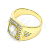 Oro Laminado Mens Ring, Gold Filled Style with White Cubic Zirconia, Polished, Golden Finish, 01.283.0029.12 (Size 12)