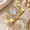 Oro Laminado Mens Ring, Gold Filled Style with White Cubic Zirconia, Polished, Golden Finish, 01.283.0029.12 (Size 12)