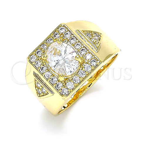 Oro Laminado Mens Ring, Gold Filled Style with White Cubic Zirconia, Polished, Golden Finish, 01.283.0029.12 (Size 12)