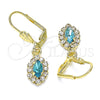 Oro Laminado Dangle Earring, Gold Filled Style with Blue Topaz and White Crystal, Polished, Golden Finish, 02.122.0115.8