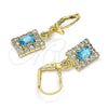 Oro Laminado Dangle Earring, Gold Filled Style with Blue Topaz and White Crystal, Polished, Golden Finish, 02.122.0117.8