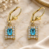 Oro Laminado Dangle Earring, Gold Filled Style with Blue Topaz and White Crystal, Polished, Golden Finish, 02.122.0117.8