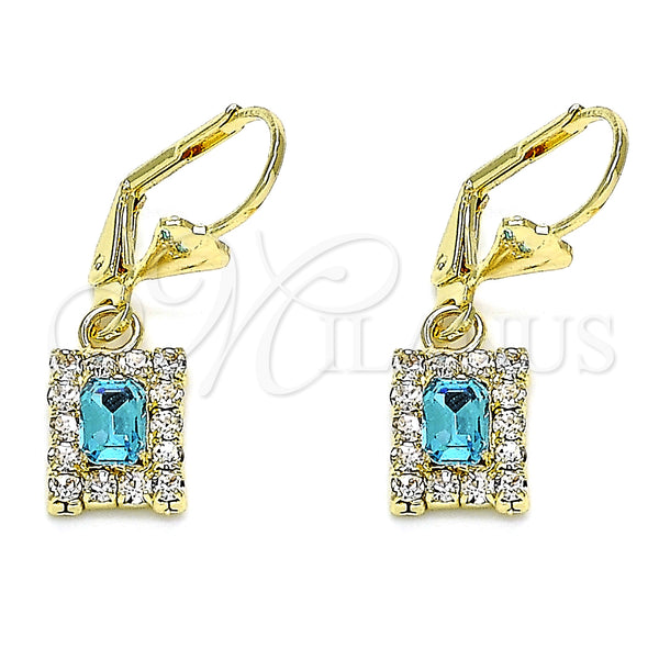 Gold Filled Ring — Dangle Earring with Blue Topaz and White Crystal — main product view — SKU 145363 | Oro Laminado anillo — Dangle Earring with Blue Topaz and cristal blanco — SKU 145363
